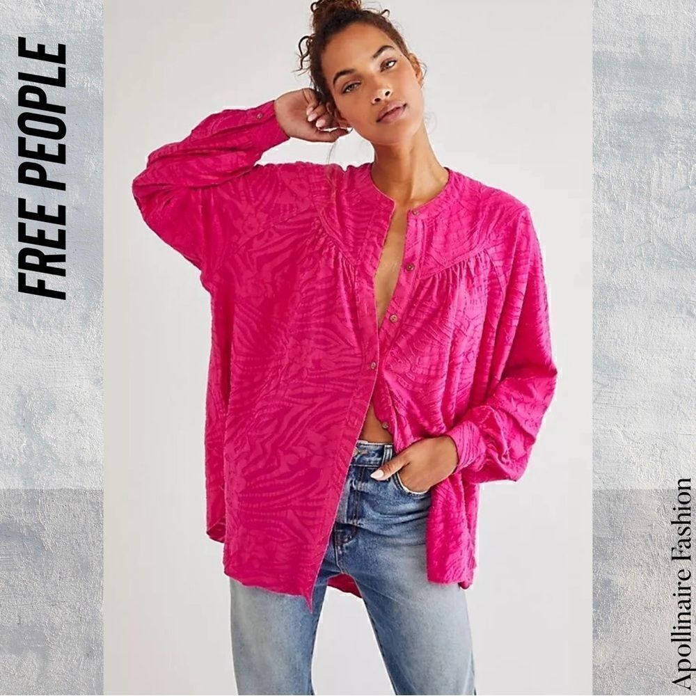 FREE PEOPLE CAN’T STOP DREAMING TUNIC OVERSIZED IN HOT PINK SMALL NWOT